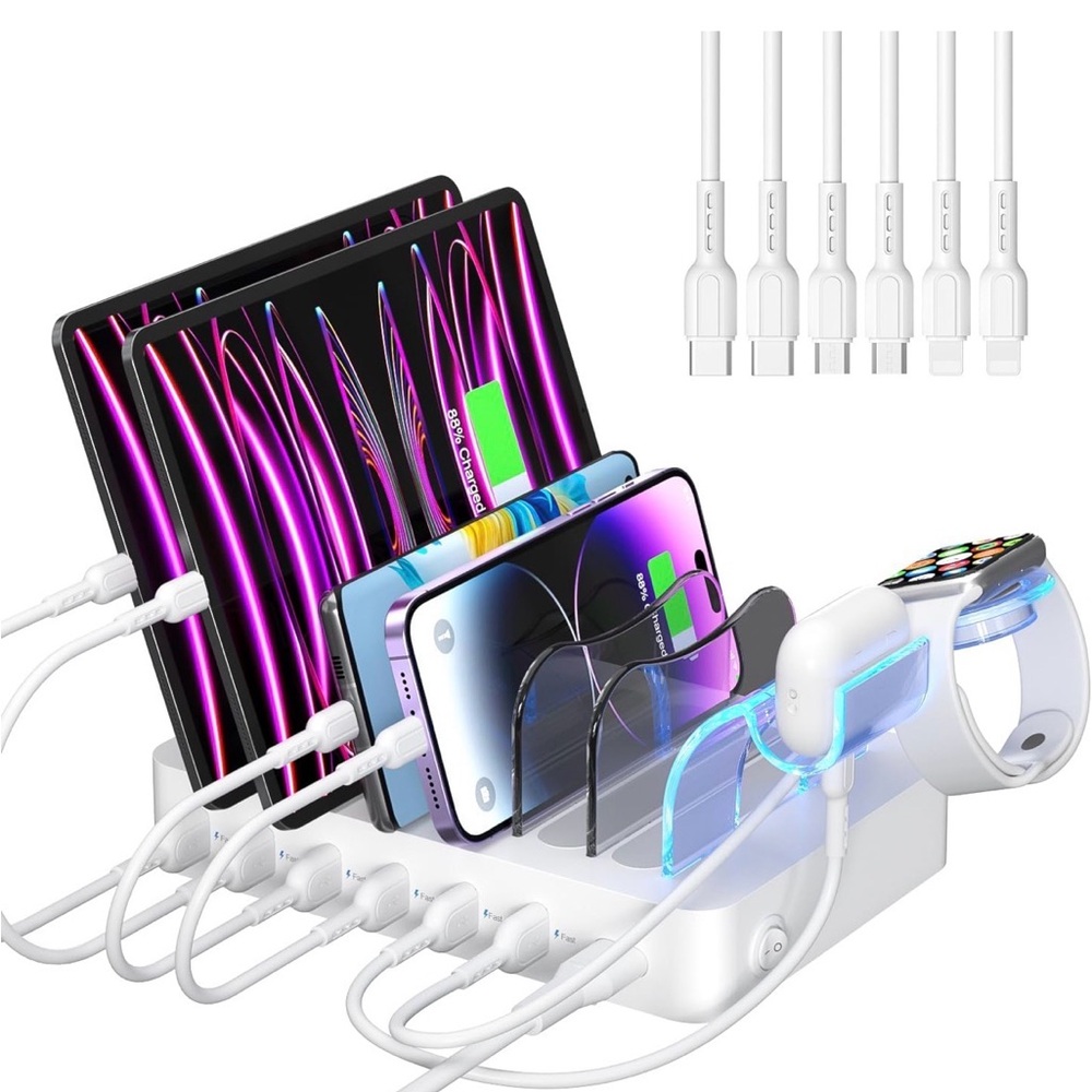 6 port usb universal charging organizer.